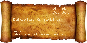 Kubovics Krisztina névjegykártya